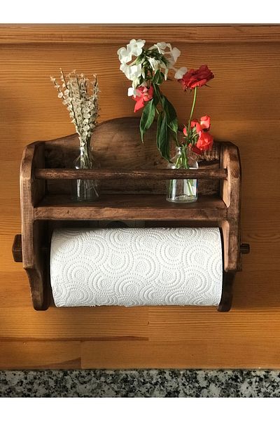 lata ahşap Wooden Decorative - Shelf Napkin Holder
