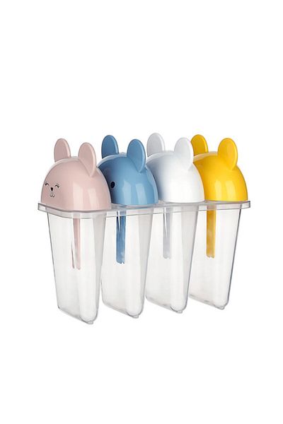 Emofom Snowy 4-Piece Ice Cream Mold with Figures and Colorful Ice Cream Container