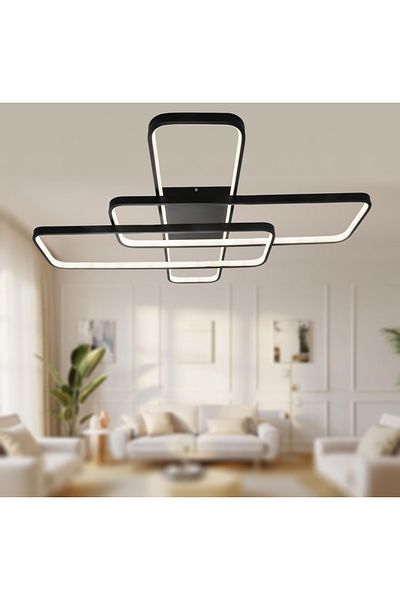 TT AYDINLATMA TT040-SY Black Led Chandelier - Lighting Matte, White Light Plophonier