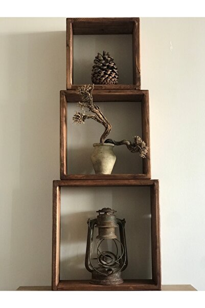 lata ahşap Ahşap dekoratif 3lü raf