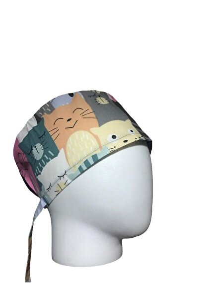 favori bonem Kedi Desenli Tesettür Bonesi Hemşire Bonesi Aşçı Bonesi Cerrahi ...