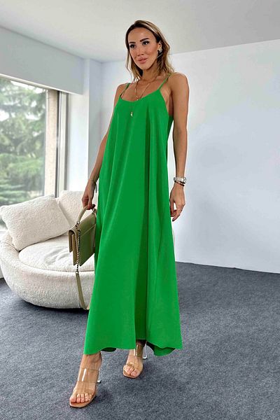 OXEDCO Φόρεμα Neon Green Long Aerobin Υφασμάτινο Ρυθμιζόμενο λουράκι