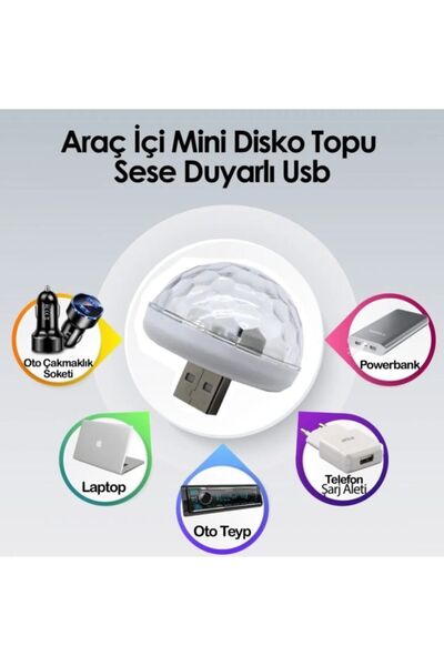Zoli مصباح تأثير كرة ديسكو ملون حساس للصوت LED مع مدخل USB صغير