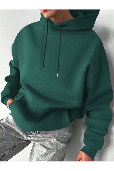 EYAX MODA Plus Size - Hooded Relaxed Fit Sweatshirt