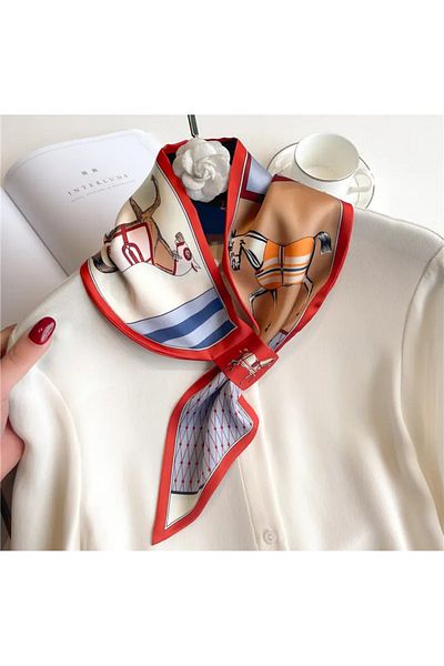 ElevaGlam REd HorsE PAttErnEd TiE Scarf