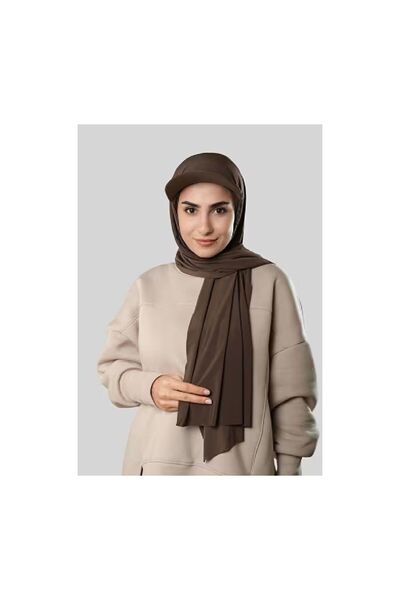 Sahra Şal Dünyası Şapka Şal Boru Boneli Koyu Kahve