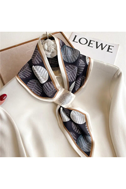 ElevaGlam Eșarfă neagră cu cravată cu model de frunze