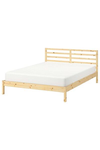 IKEA Çift kişilik karyola, masif çam ağacı, doğal çam ağacı karyola