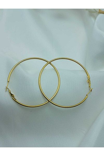 staınless steel Thin Large Size Steel Gold Color Hoop Earrings