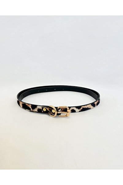 Generic Brand Trend Leopard Thin Women's Gold Buckle Belt