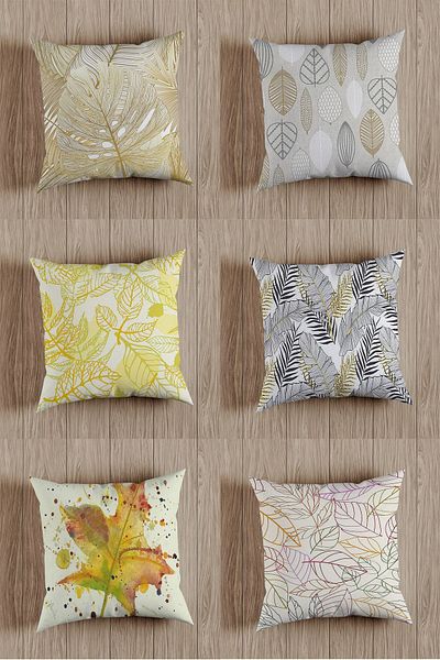 fdm desıgn Double Sided Printed Special Design Yellow Leaf Themed Decorative Throw Pillow Cover Set of 6