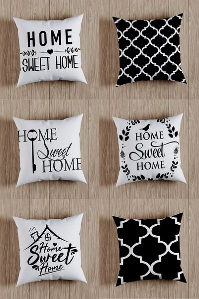 fdm desıgn Double Sided Printed Special Design Home Sweet Home Decorative Throw Pillow Cover Set of 6
