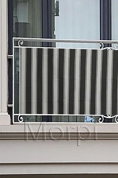 morpi All Sizes Size X Laced Iron and Guardrail Balcony Curtain - BLACK WHITE