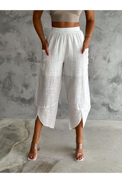 Ladyone Women's Cotton Trousers - Flared, Pocketed and Lined