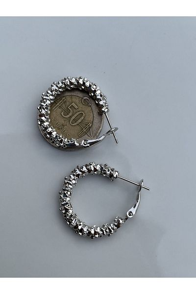 Lavian Accessories Silver Mini Pearl Powder Hoop Earrings