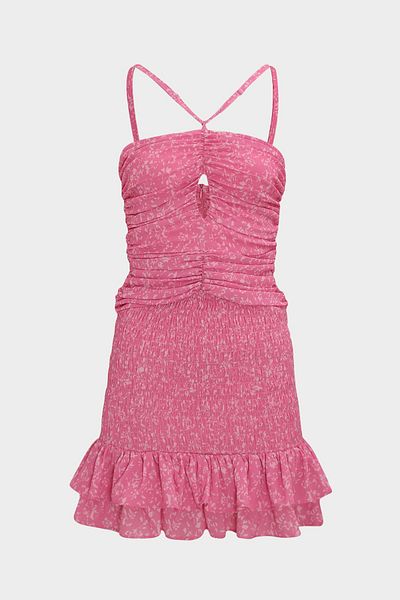 Açelya Okcu Slim Fit Elastic and Gather Detailed Women's Mini Dress