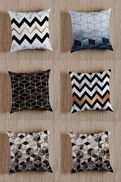 fdm desıgn Double Sided Printed Special Design Zigzag and Mosaic Decorative Throw Pillow Cover Set of 6