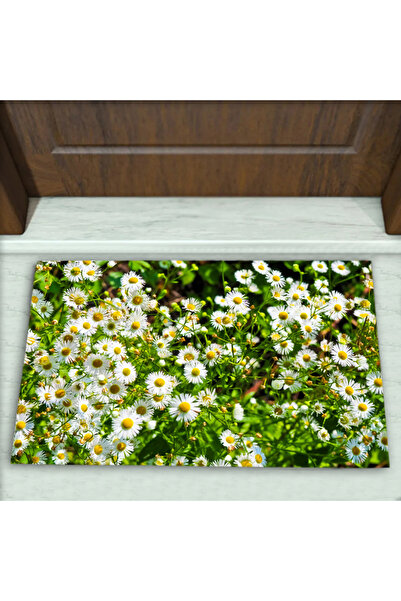 Colorix Carpet Papatya Desenli Dekoratif Kapı Önü Paspası No: 1318