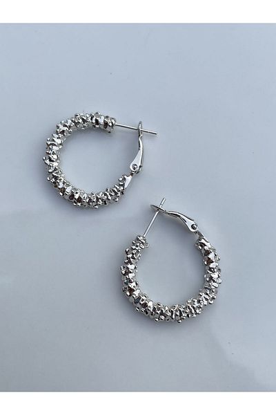 Lavian Accessories Silver Mini Pearl Powder Hoop Earrings