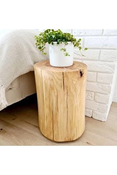 Özçelik Lambiri Özçelikkereste Ahşap Kütük Yan Sehpa 25 Cm Genişlik