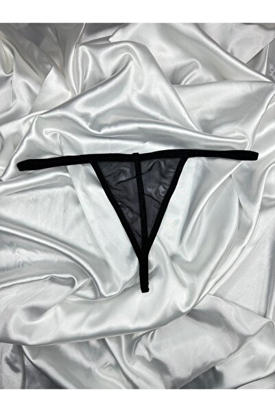 Oprah Siyah Tül Tanga String