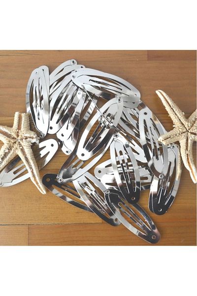 Kezban Tekstil Aparat cu cataramă cu clemă argintie de 6 cm - Aparat cu cataramă cu fixare metalică - 25 buc