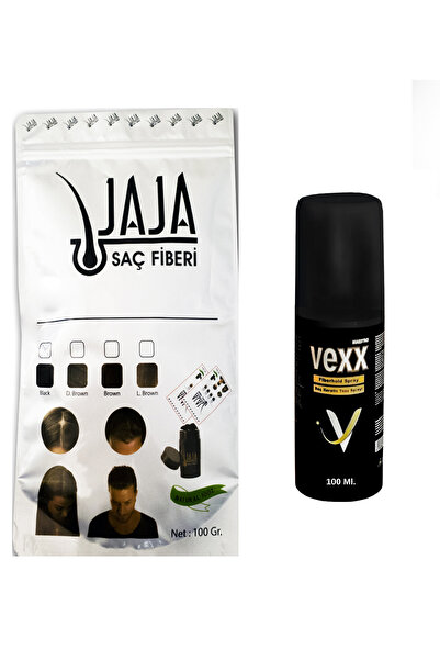 Jaja 100 gr Koyu Kahve Saç Tozu Hair Fiber Topik Vexx 100 Ml. Sabitleyici Sprey