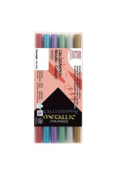 Zig KALİGRAFİ KALEMİ METALİK ÇİFT TARAFLI (2MM+3,5MM) 6 LI SET