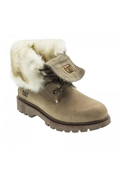 Caterpillar Γυναικείες μπότες Utah Fur Beıge Crazy Leather