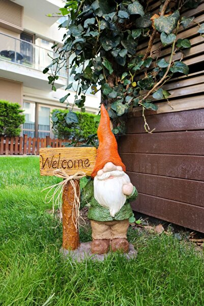 Ella's Design Studio Welcome Cüce Heykel, Bahçe Dekorasyonu, Kapı Süsü, Balko...