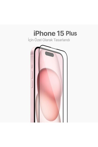 Fibaks Apple iPhone 15 Plus - Black Framed, App App Apparatus, Glass Screen Protector