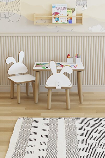 POFİTTO Yaz-sil Yüzey Çocuk Masası-aktivite Masası-çocuk Çalışma Masası Takımı 2 Adet Sandalyeli