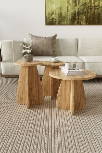 POFİTTO Mantar 3 Lü Zigon Sehpa Papatya Stili