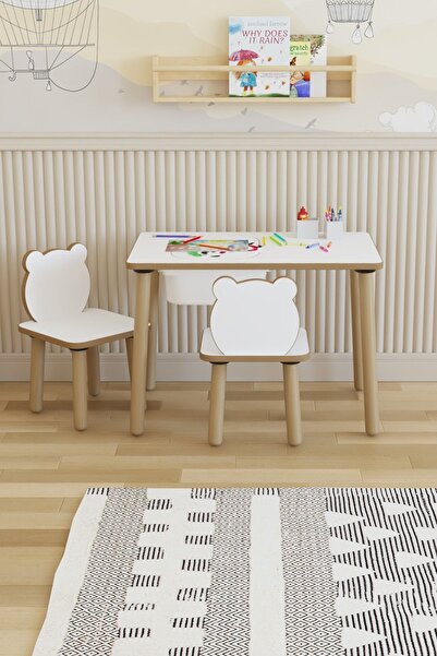 POFİTTO Montessori Çocuk Masası-oyun Masası-aktivite Masası-etkinlik Masası Takımı 2 Panda Sandalye