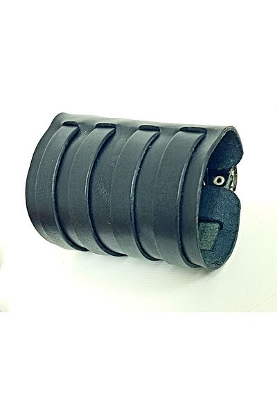 aysefe 4 Belted Wide Ottoman Real Leather Bracelet