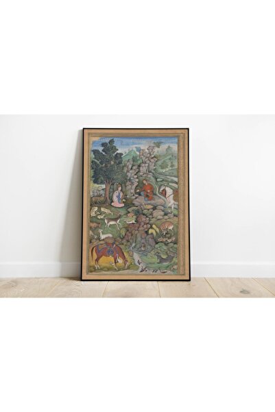 Pegziz Amir Khusrai Minyatür Çizim Sanatı Dekoratif Poster 60x90cm.