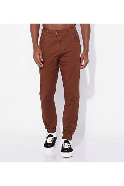Aeropostale Men's Brown Plain Mid-Rise Drawstring Jogger