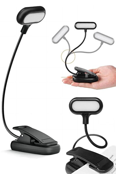 Telvesse Ledli Klipsli Mini Kitap Okuma Lambası Mandallı Pille Çalışan Işık Masa Lambası Kitap Okuma Işığı