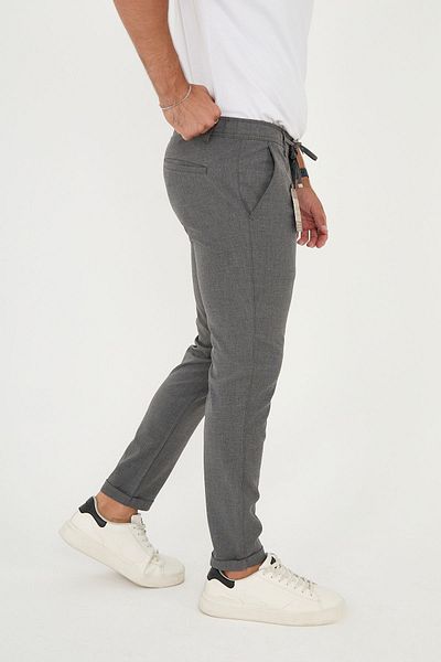 BROCARD Ανδρικό Jogger - Slimfit, Ημιελαστική μέση, Διπλό Πόδι, Σκούρο Γκρι Ύφασμα