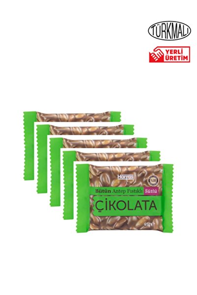 Harras Bütün Antep Fıstıklı&Sütlü Çikolata 65gr x 5 Paket