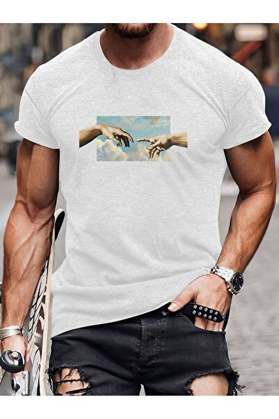 NoVibe Μπλουζάκι με κοντό μανίκι από 100% βαμβάκι με στάμπα Hand of God