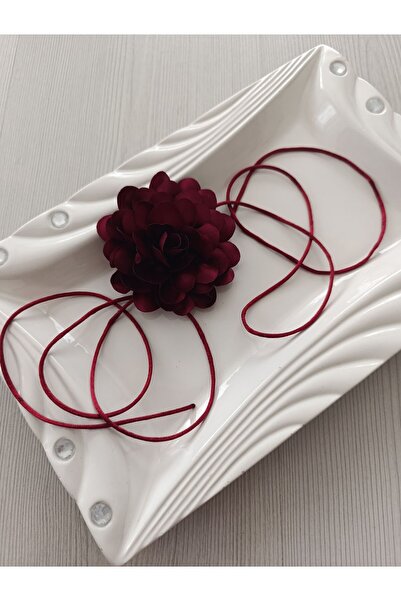 MutluBiDünya Vintage 8 Cm Bağcıklı Kasımpatı Choker Kolye İpli Saten Çiçek Ch...