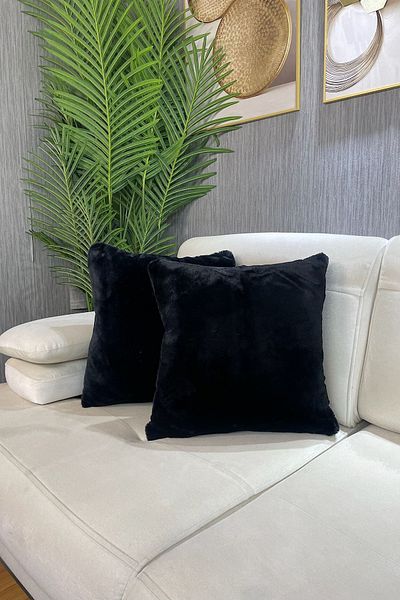 Paris Life Plush Rabbit Rabbit Throw Pillow Case Square - Black