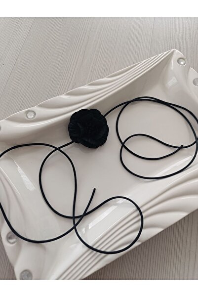 MutluBiDünya Vintage Bağcıklı Minimal Çiçek Choker Kolye İpli Çiçek Choker Kolye