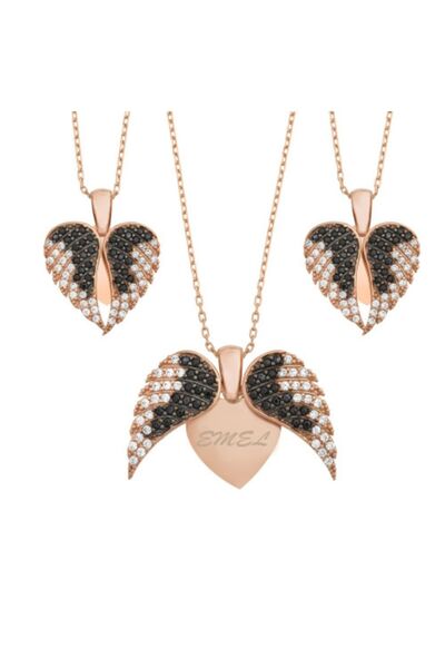 erkoç gold & silver 925 Ayar Isim Yazılabilen Kalpli Kanatlı Kolye