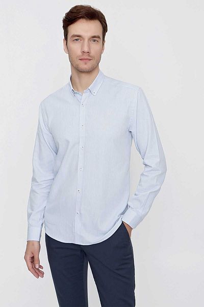 Morven Cămașă A.blue Cotton Mini Oxford Slim Fit pentru bărbați