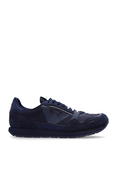 Emporio Armani Men's Logo Regular Fit Lace-up Casual Navy Blue Sneaker X4X537...
