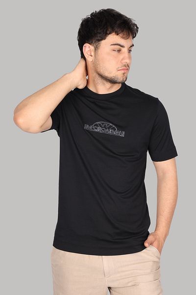 Emporio Armani Μαύρο ανδρικό μπλουζάκι - οργανικό βαμβάκι, κοντό μανίκι, με λογότυπο μάρκας 3D1TG8 1JOCZ-09Q5