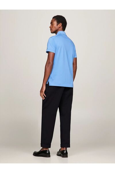 Tommy Hilfiger Men's Cotton Polo Collar Button Closure Short Sleeve Blue Polo Collar T-Shirt MW0MW31545-C30