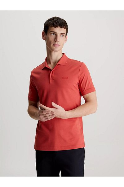 Calvin Klein Men's Brand Logo Polo Collar Organic Cotton Red 3 Polo Collar T-Shirt K10K111657-XAE